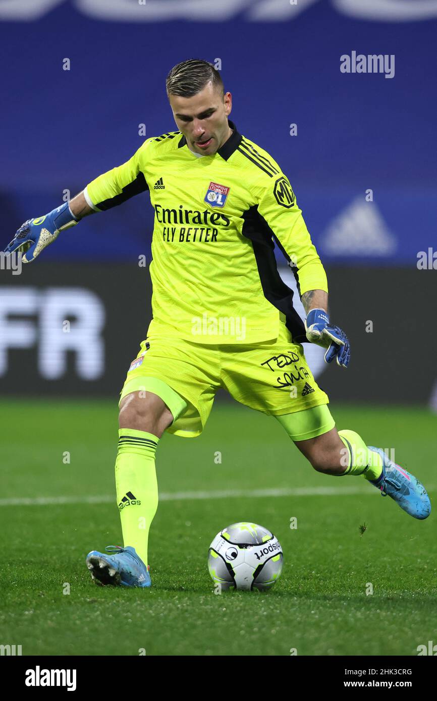Lyon, France. 1st Feb, 2022. Anthony Lopes of Lyon during the Uber Eats Ligue 1 match at the Groupama Stadium, Lyon. Picture credit should read: Jonathan Moscrop/Sportimage Credit: Sportimage/Alamy Live News Stock Photo