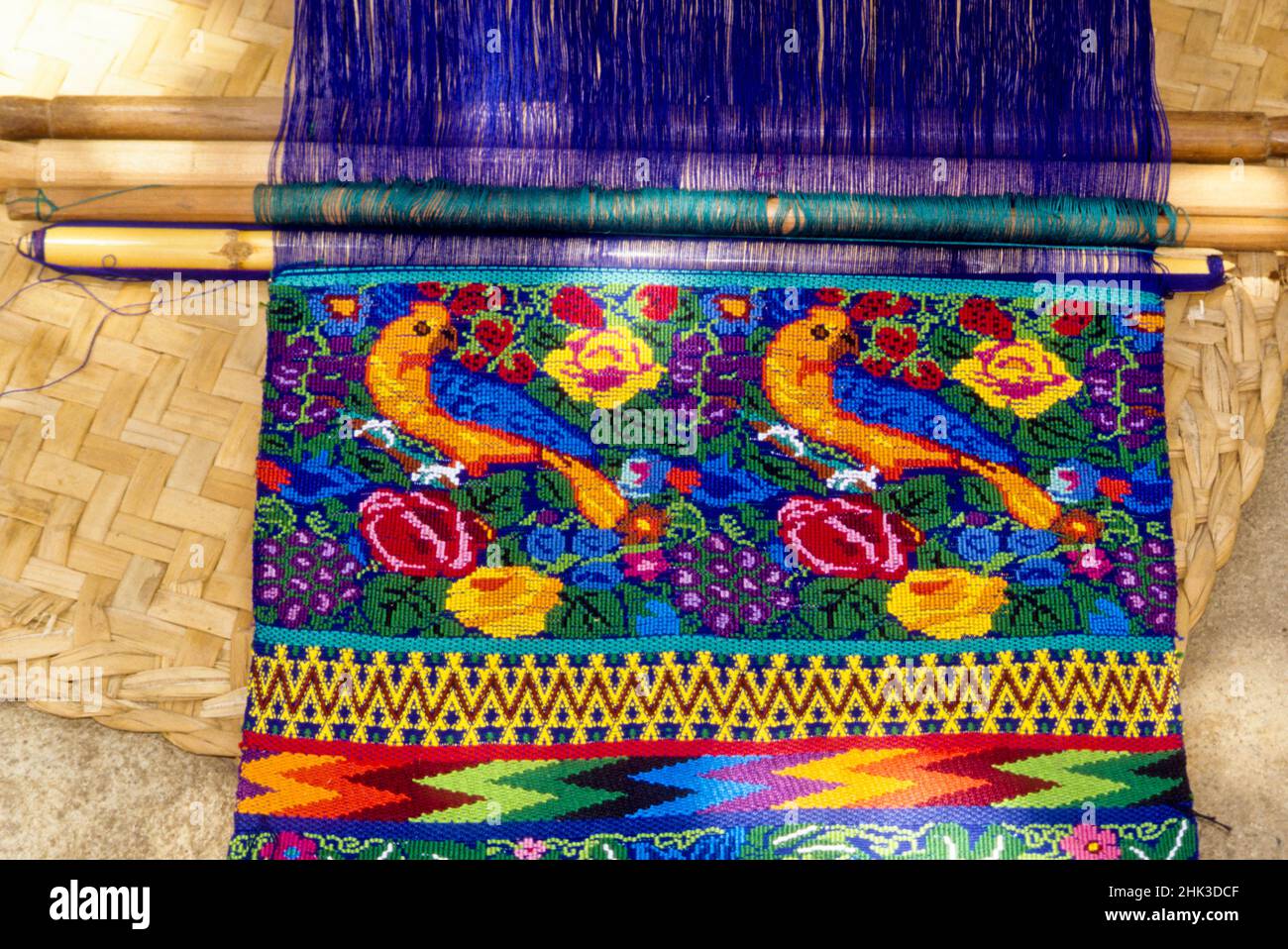 Guatemala San Antonio, weaving on backstrap loom, July Stock Photo Alamy