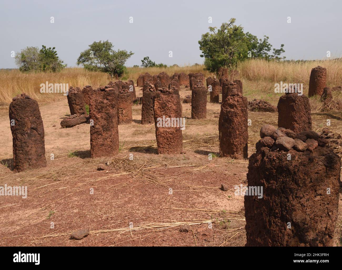 The stone circles of Senegambia at Wassu are a UNESCO World Heritage Site. The stones are believed to date from 300 BCE to the 1600s. Little is known Stock Photo