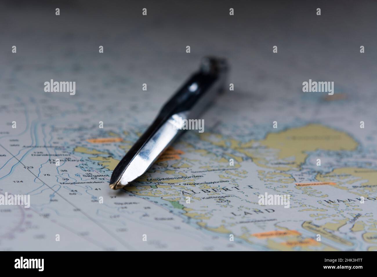 The nautical map of Svalbard islands, Norway. Stock Photo