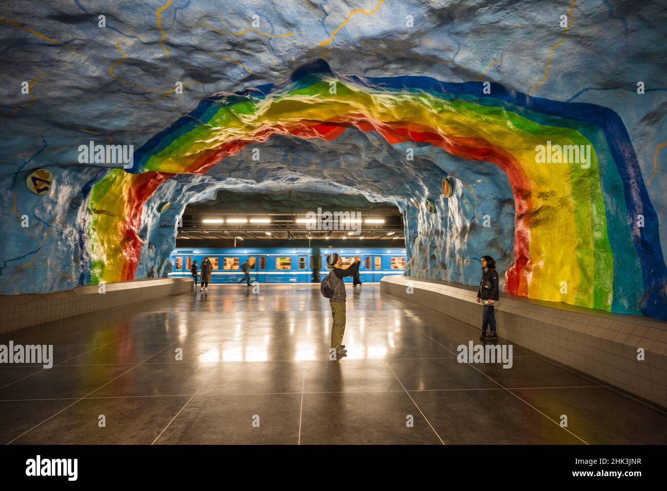 Sweden, Stockholm, Stockholm Underground Metro, Stadion Station Stock Photo
