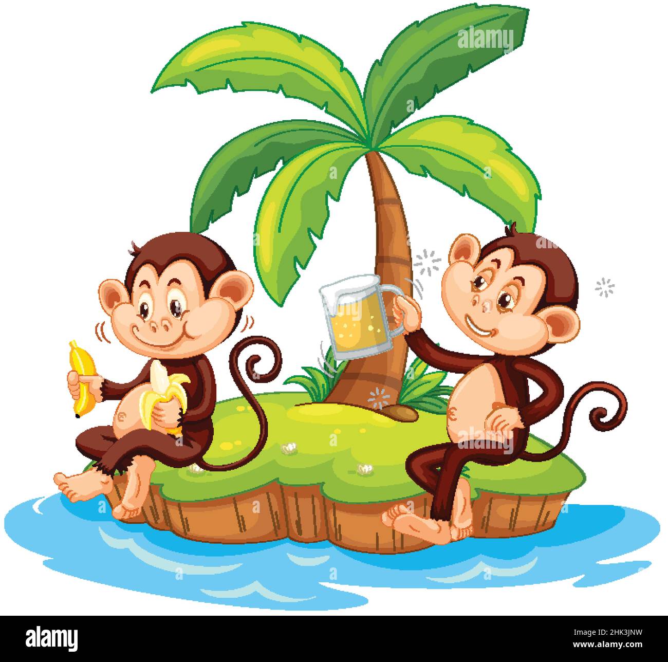 Drunk monkey cartoon character on isolated island illustration Stock Vector  Image & Art - Alamy