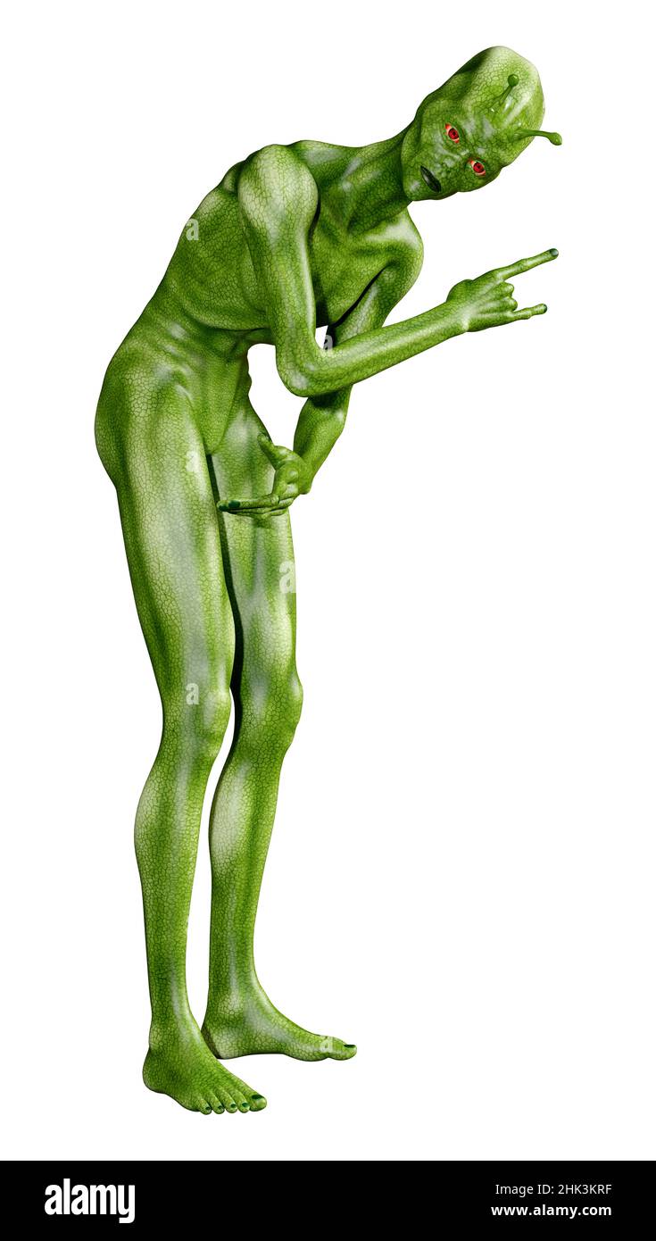 3D rendering of a green alien isolated on white background Stock Photo ...