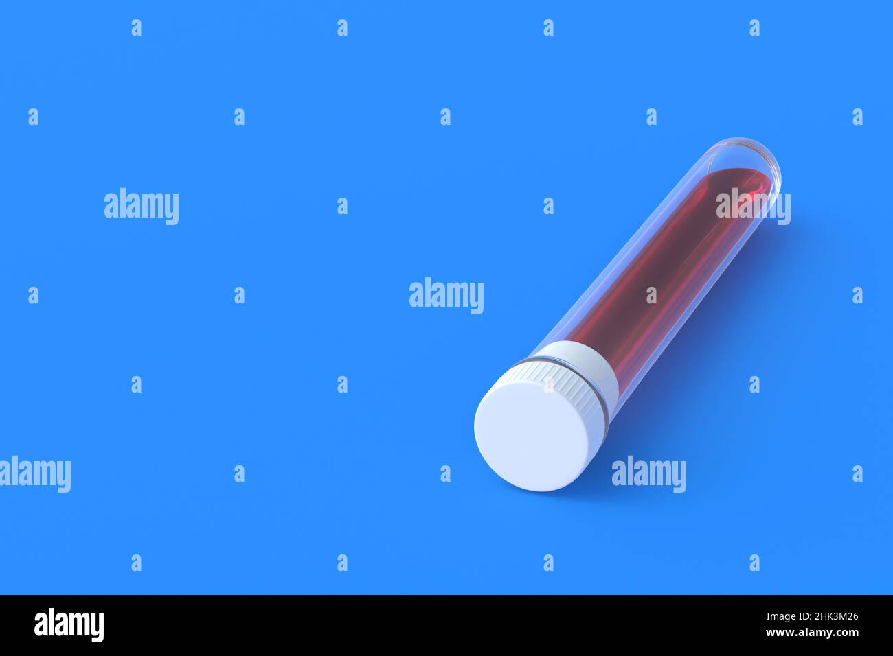 Test tube with cap and liquid. Scientific experiments. Development of