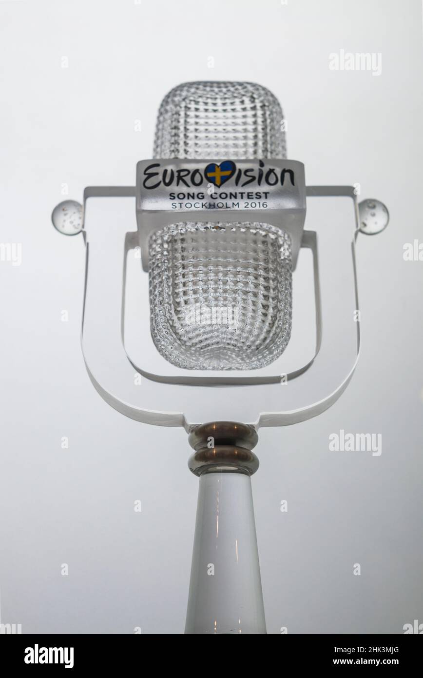 Sweden, Vaxjo, Smaland Museum, regional history museum, locally made  crystal glass trophy for Eurovision 2016 Stock Photo - Alamy