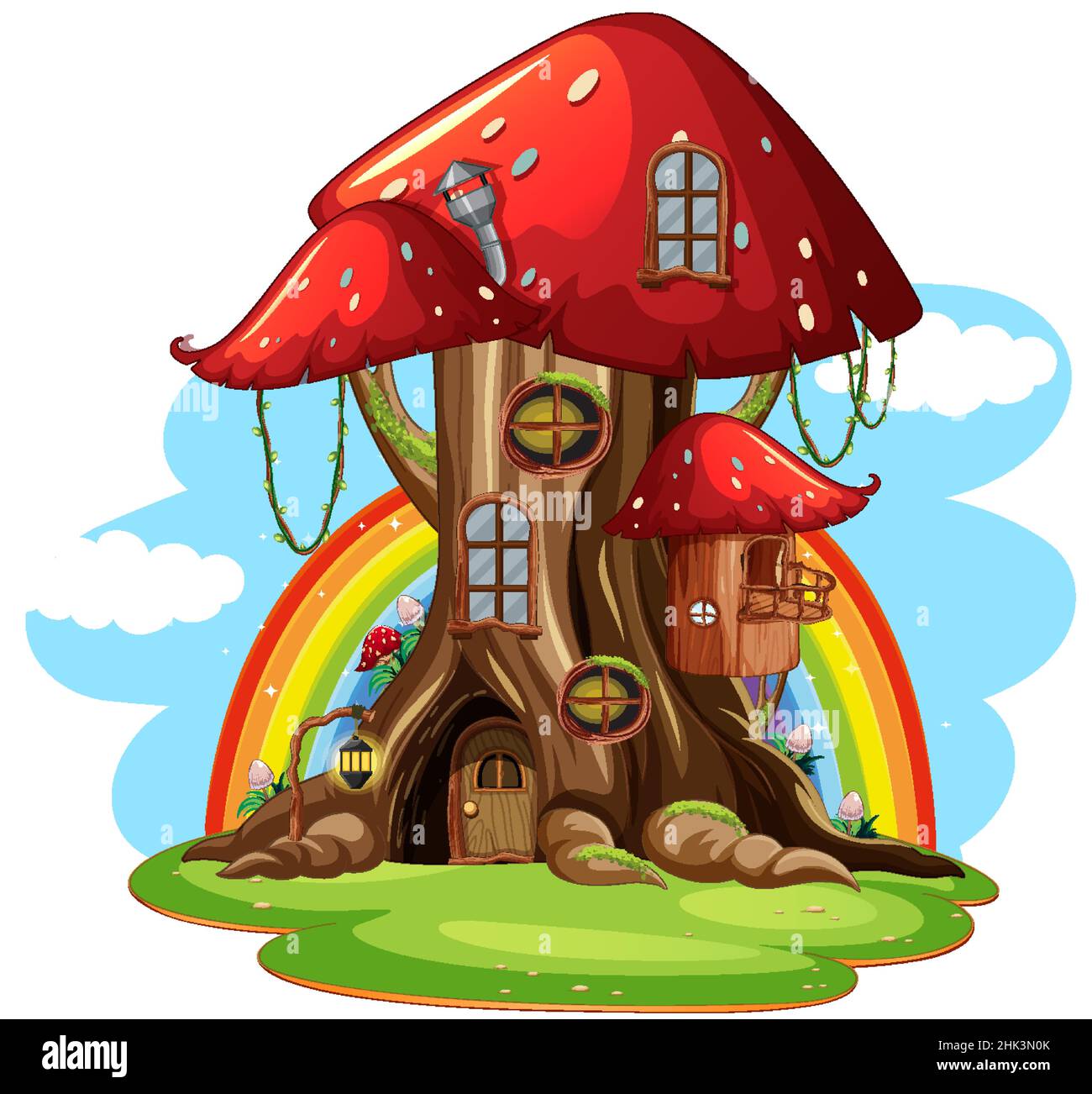 Mushroom House in Jar Fantasy Garden Fairytales Clipart PNG