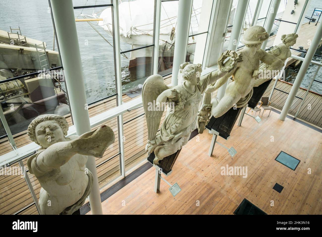 Southern Sweden, Karlskrona, Marinmuseum, gallery of ship figureheads Stock Photo