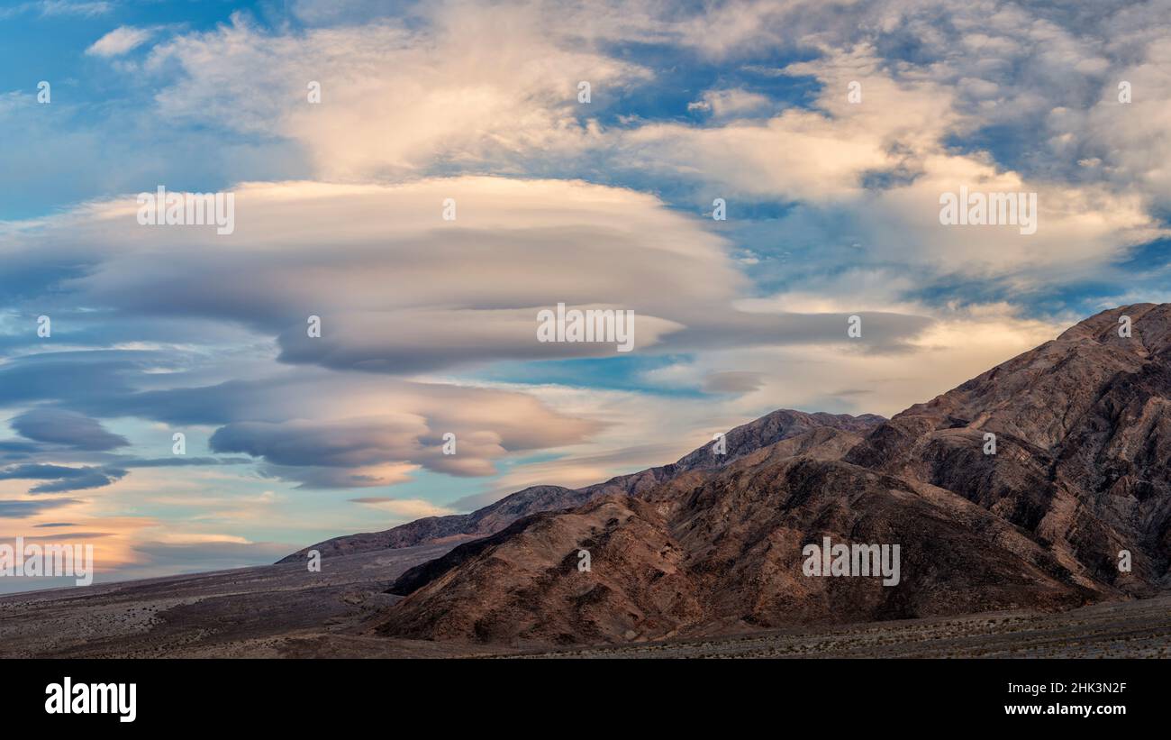 USA, California, Death Valley National Park, Panorama of lenticular ...