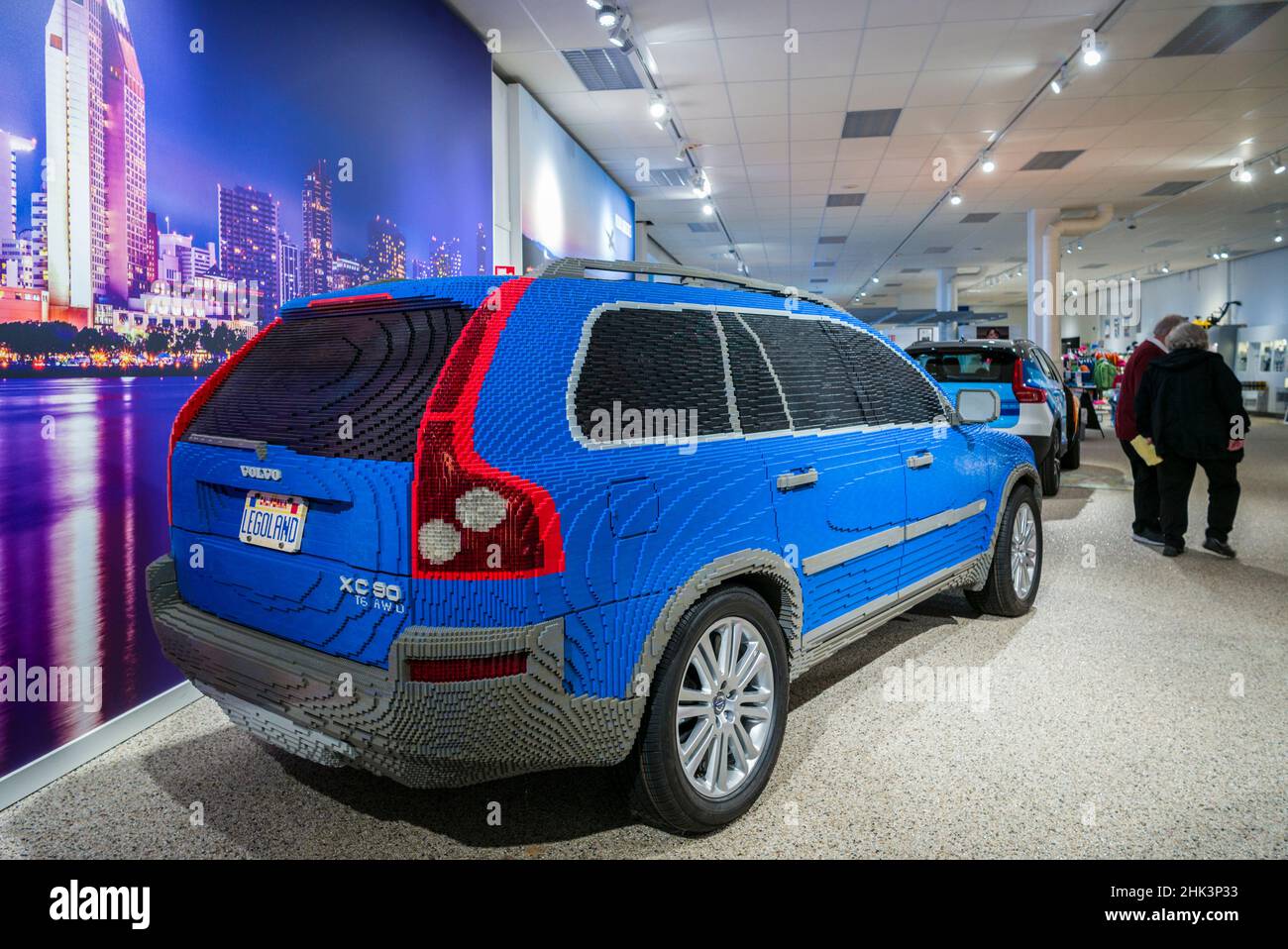 Sweden, Vastragotland and Bohuslan, Gothenburg, The Volvo Museum, full-size replica of Volvo XC-90 SUV made of Lego blocks Stock Photo