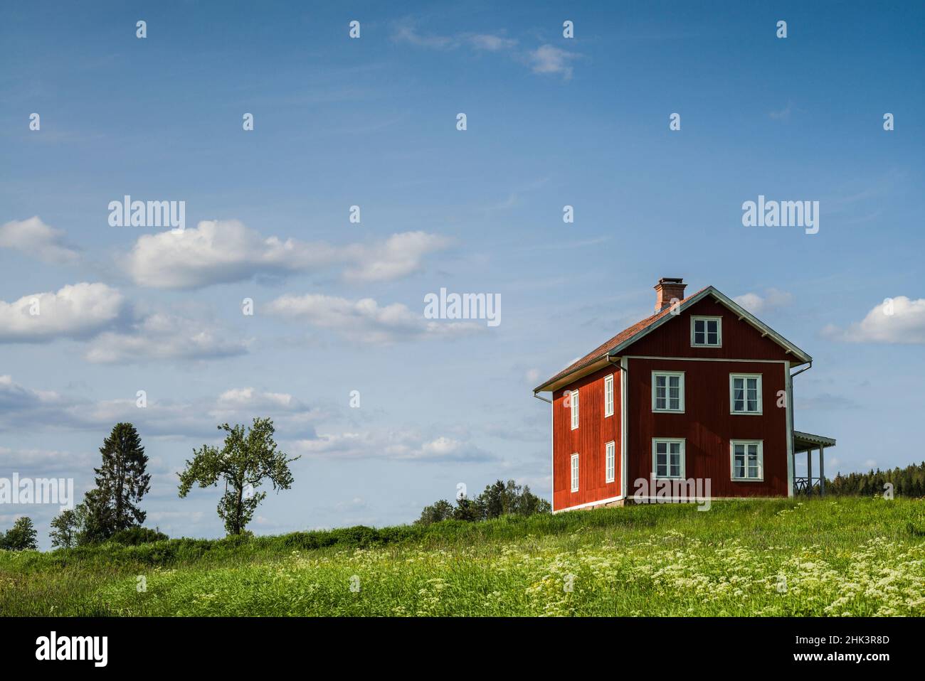 Sweden, Varmland, Marbacka, estate of first female writer to win the Noble Prize of Literature, Selma Lagerlof, red house Stock Photo
