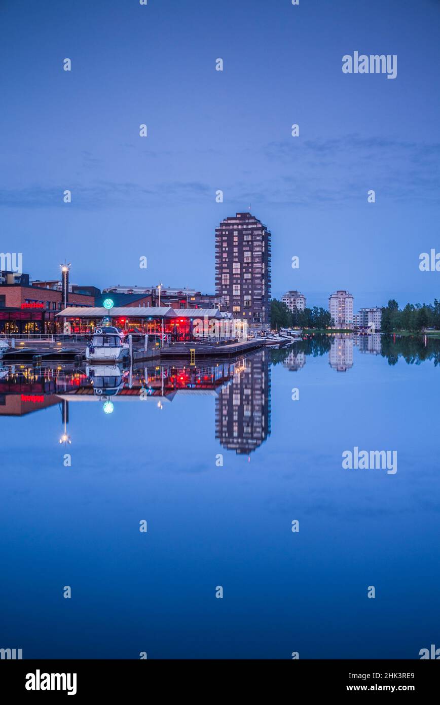 Sweden, Varmland, Karlstad, Gasthamn, renovated harbor now home to high