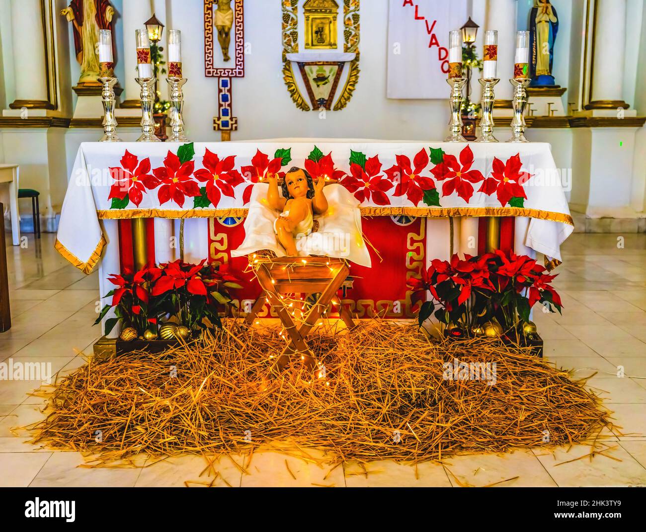 Basilica altar Christmas Creche Nativity, Mission San Jose del Cabo