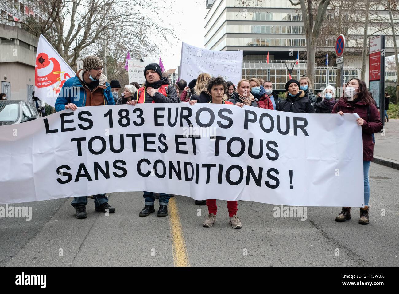 Lyon (France), 01 February 2022. Another day of strikes and mobilisation in the health and social sectors. Stock Photo