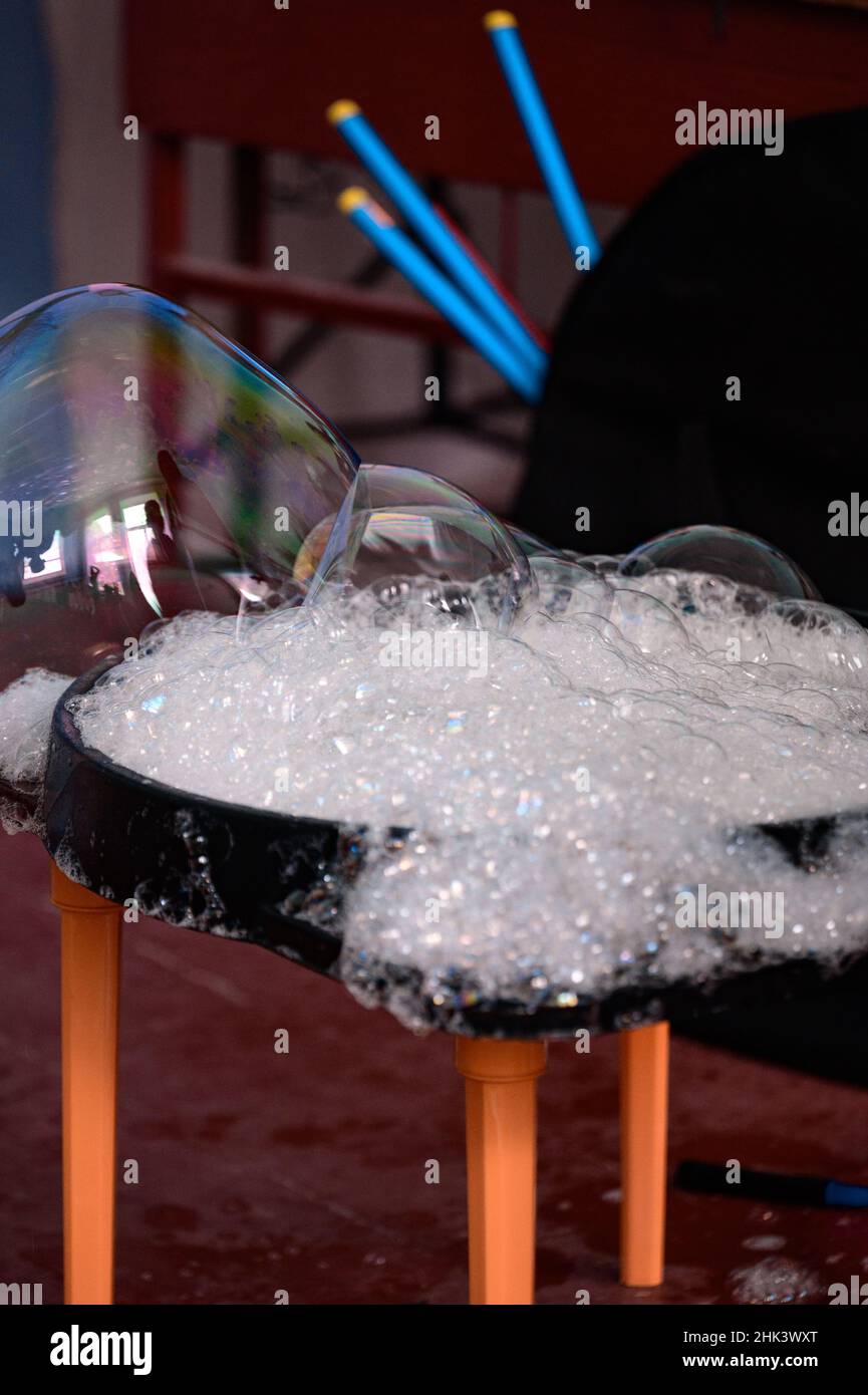 bubble show and all and accessories for it, soap solution for bubbles