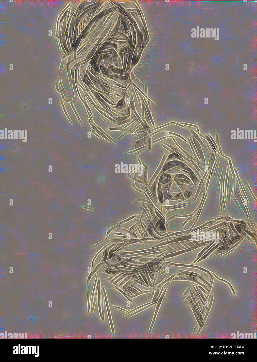 Inspired by Two Arabs, James Ensor, 1800, drawing, between circa 1885 and circa 1890, Belgian Art, Reimagined by Artotop. Classic art reinvented with a modern twist. Design of warm cheerful glowing of brightness and light ray radiance. Photography inspired by surrealism and futurism, embracing dynamic energy of modern technology, movement, speed and revolutionize culture Stock Photo