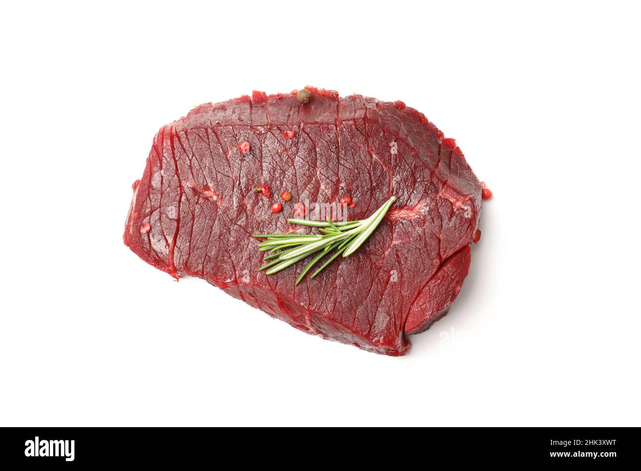 Raw beef steak isolated on white background Stock Photo - Alamy
