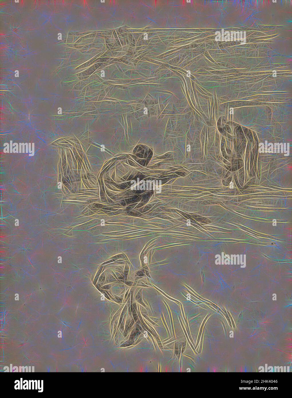 Inspired by The first steps, James Ensor, 1880, drawing, between circa 1880 and circa 1885, Belgian Art, Reimagined by Artotop. Classic art reinvented with a modern twist. Design of warm cheerful glowing of brightness and light ray radiance. Photography inspired by surrealism and futurism, embracing dynamic energy of modern technology, movement, speed and revolutionize culture Stock Photo