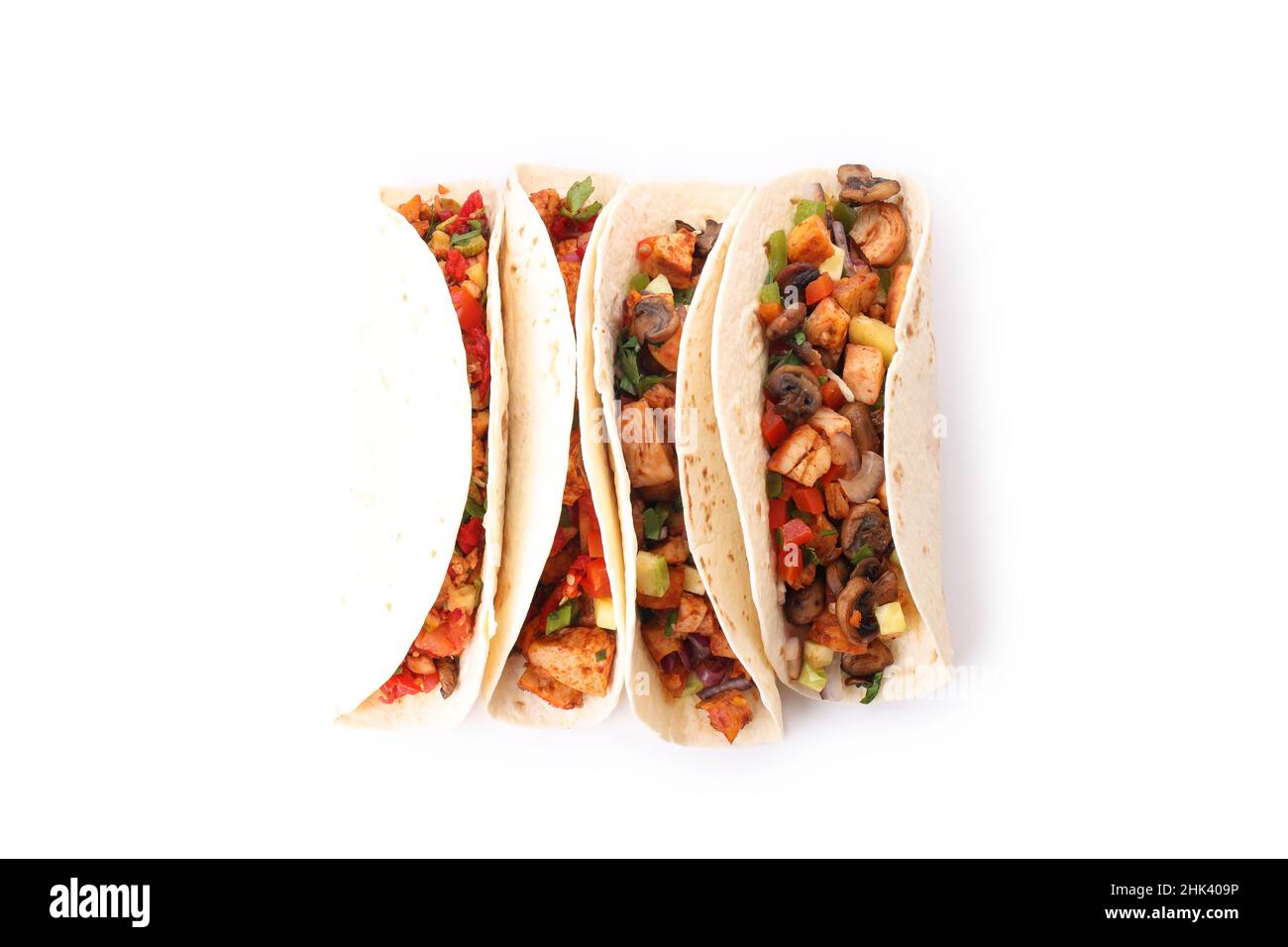 Tasty taco isolated on white background, close up Stock Photo
