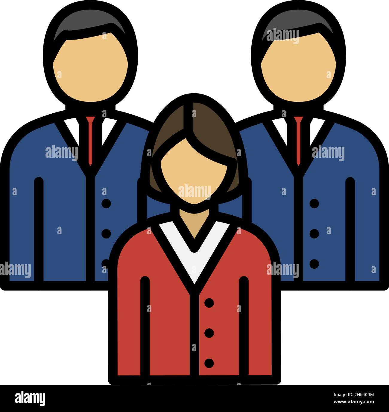 Corporate Team Icon. Editable Bold Outline With Color Fill Design ...