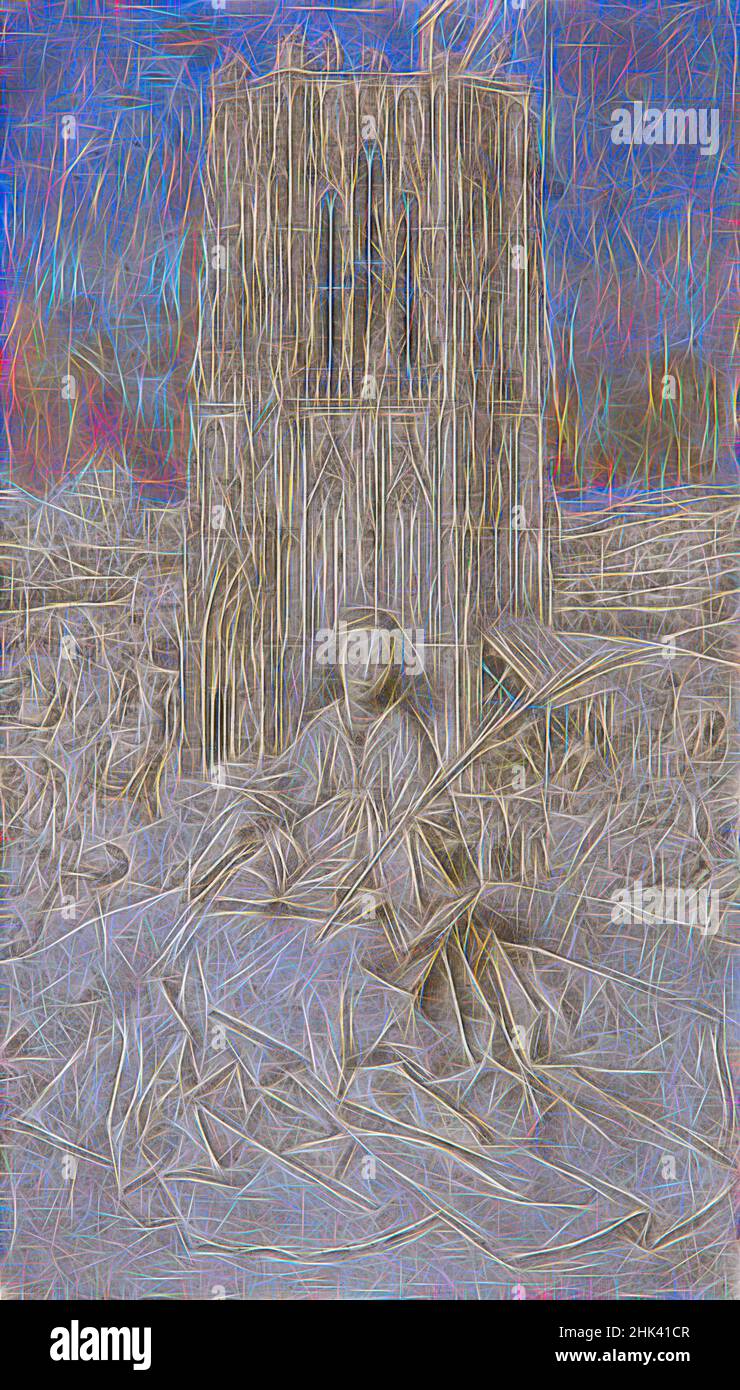 Inspired by Saint Barbara of Nicomedy, Jan van Eyck, 1437, drawing / painting, 1437, Belgian Art, Reimagined by Artotop. Classic art reinvented with a modern twist. Design of warm cheerful glowing of brightness and light ray radiance. Photography inspired by surrealism and futurism, embracing dynamic energy of modern technology, movement, speed and revolutionize culture Stock Photo