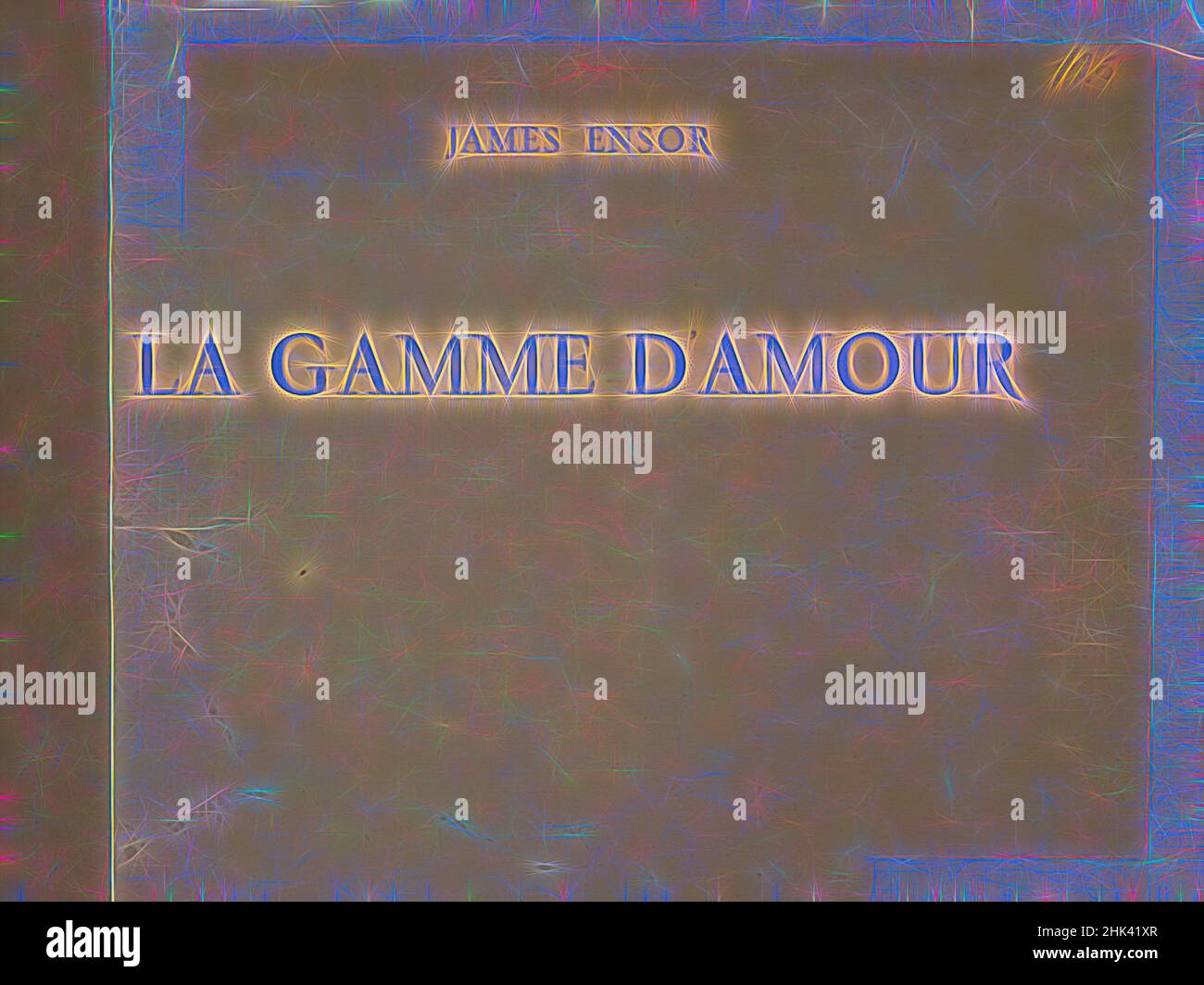 Inspired by La gamme d'amour, James Ensor, 1929, literary work, Belgian Art, Reimagined by Artotop. Classic art reinvented with a modern twist. Design of warm cheerful glowing of brightness and light ray radiance. Photography inspired by surrealism and futurism, embracing dynamic energy of modern technology, movement, speed and revolutionize culture Stock Photo