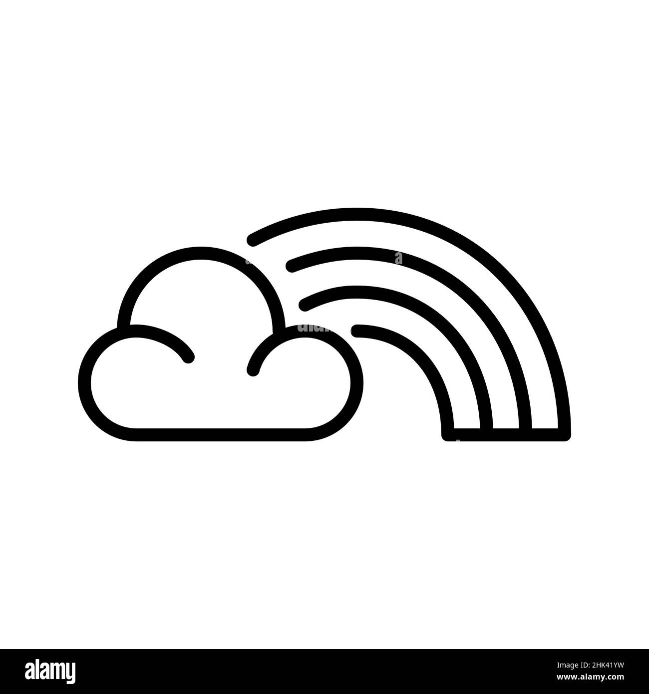 Rainbow with a cloud. Pixel perfect, editable stroke icon Stock Vector
