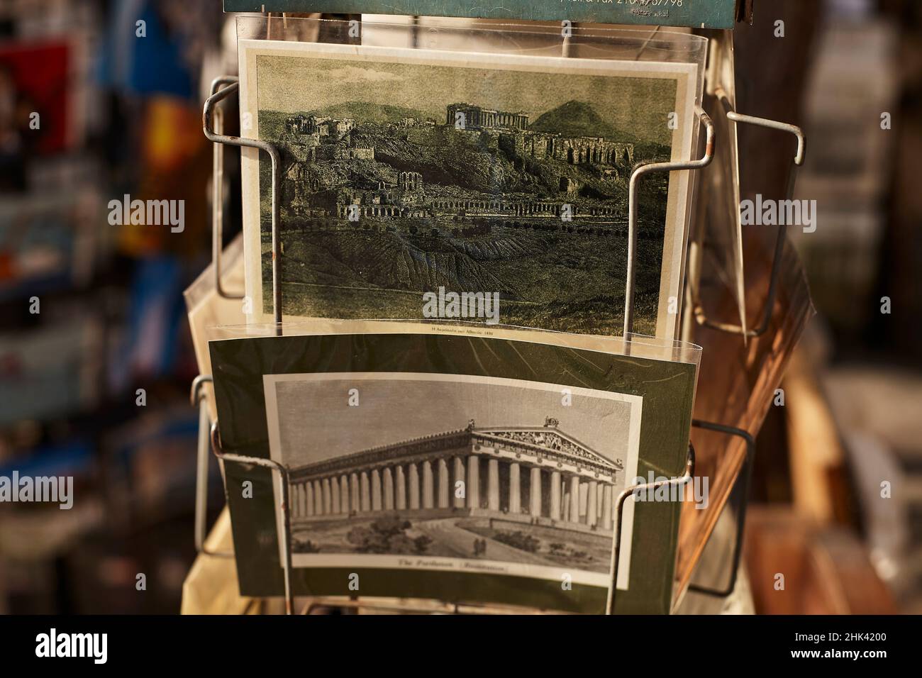 Postcard from Athens , acropolis parthenon vintage postcard Stock Photo