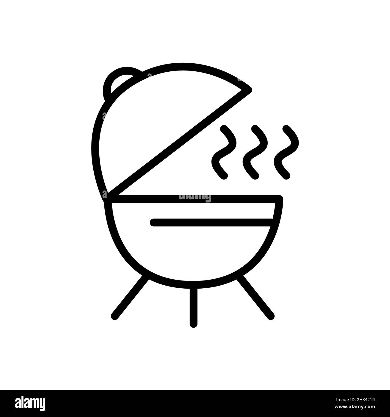 Barbecue grill with smoke coming out. Pixel perfect, editable stroke ...