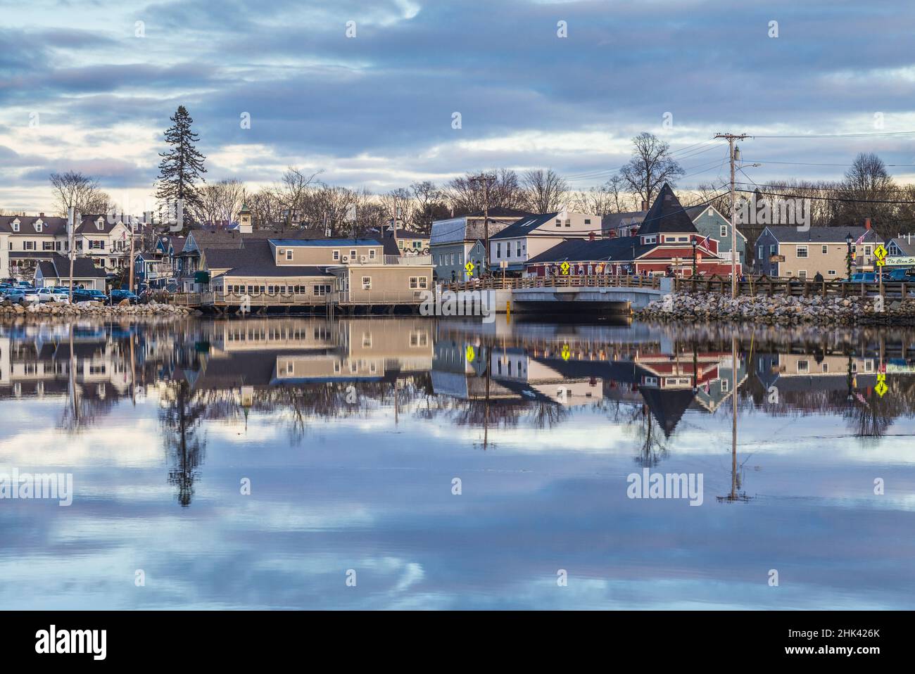 USA, Maine, Kennebunkport. Village reflection Stock Photo Alamy