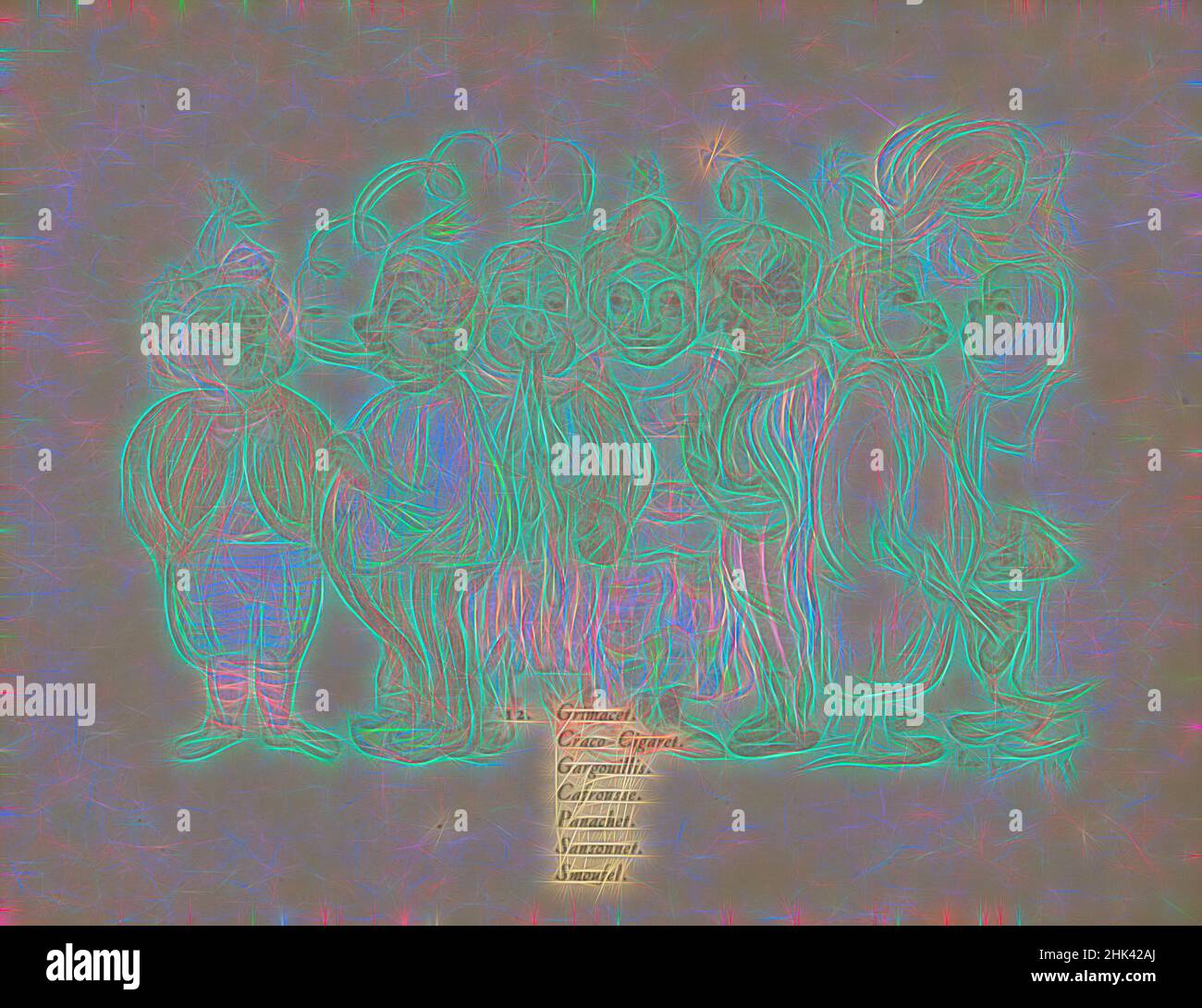 Inspired by La gamme d'amour, James Ensor, 1929, literary work, 1929, Belgian Art, Reimagined by Artotop. Classic art reinvented with a modern twist. Design of warm cheerful glowing of brightness and light ray radiance. Photography inspired by surrealism and futurism, embracing dynamic energy of modern technology, movement, speed and revolutionize culture Stock Photo