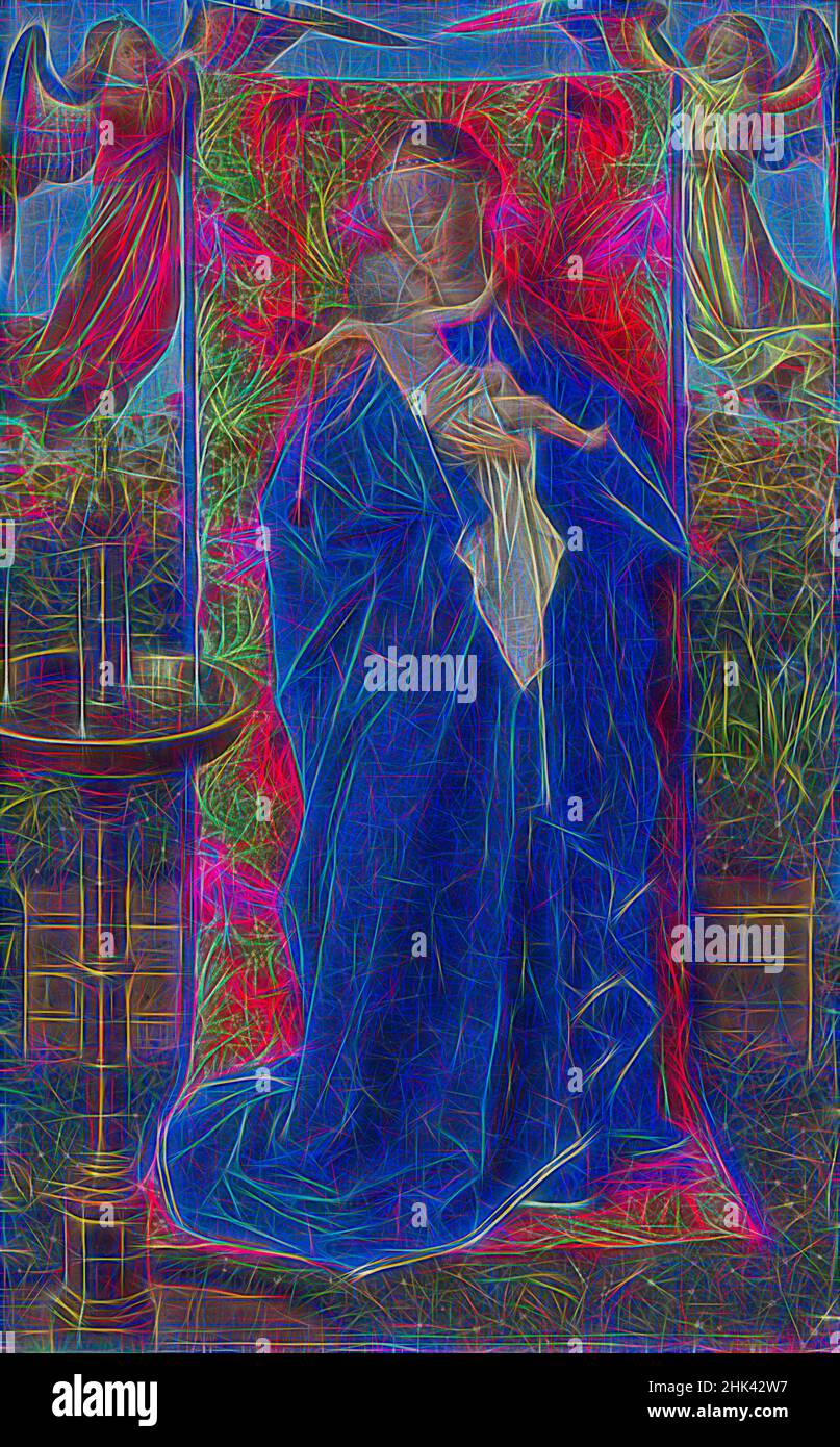 Inspired by Madonna at the Fountain, Jan van Eyck, 1439, painting, 1439, Belgian Art, Reimagined by Artotop. Classic art reinvented with a modern twist. Design of warm cheerful glowing of brightness and light ray radiance. Photography inspired by surrealism and futurism, embracing dynamic energy of modern technology, movement, speed and revolutionize culture Stock Photo