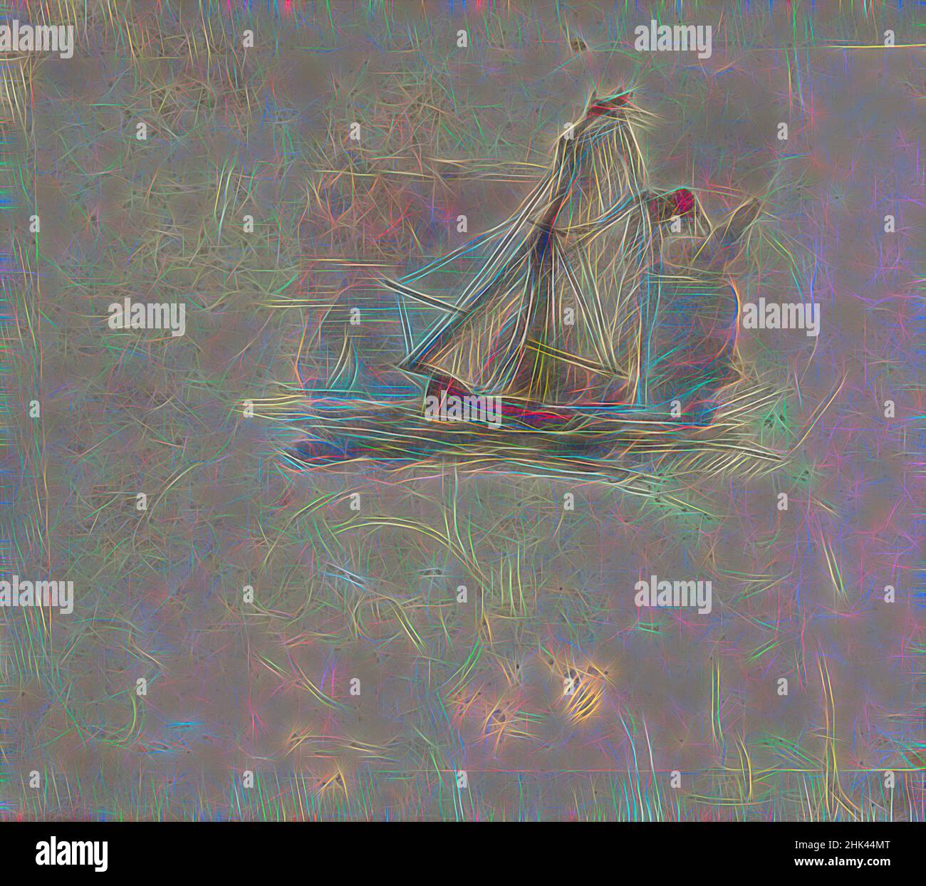 Inspired by Sailing boat, James Ensor, watercolor painting / drawing, Belgian Art, Reimagined by Artotop. Classic art reinvented with a modern twist. Design of warm cheerful glowing of brightness and light ray radiance. Photography inspired by surrealism and futurism, embracing dynamic energy of modern technology, movement, speed and revolutionize culture Stock Photo