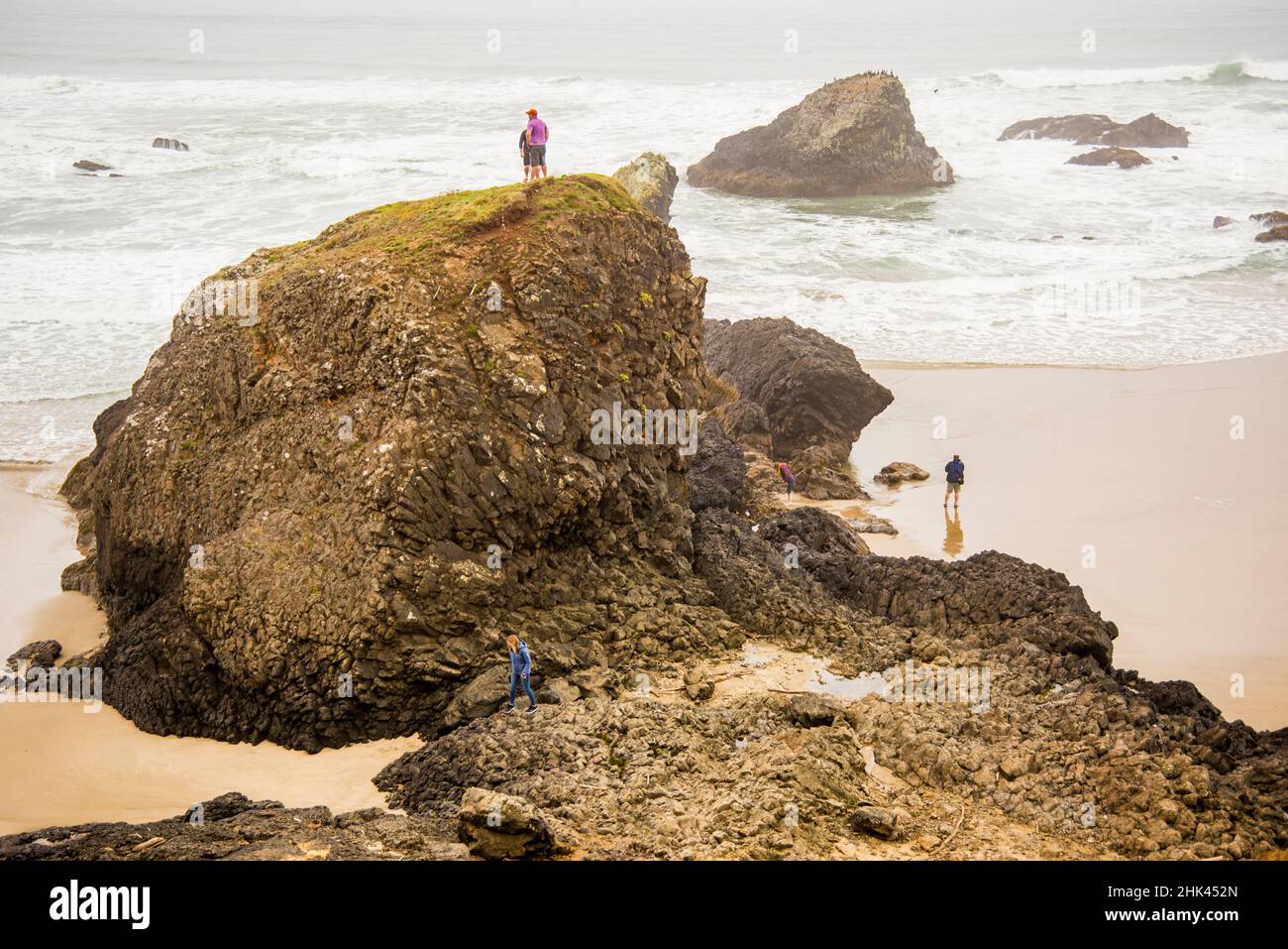 USA, Oregon. No Water No Life expedition, Pacific Coast, north of Newport, Muriel O. Ponsler Beach. Stock Photo