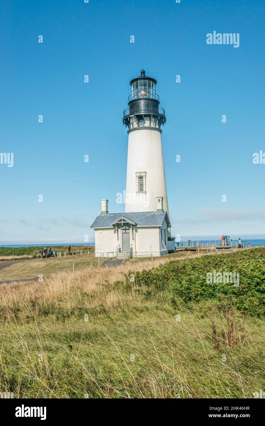 USA, Oregon. Yaquina Head Natural Area, Yaquina Head Lighthouse. Stock Photo