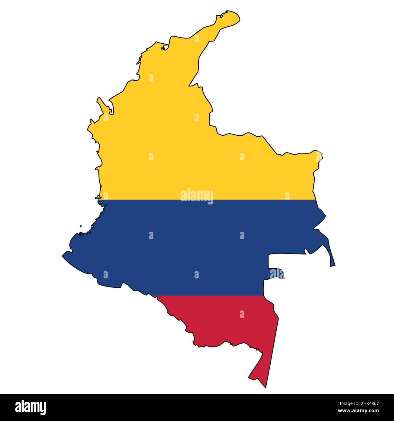 Colombia map with flag - outline of a state with a national flag Stock Vector