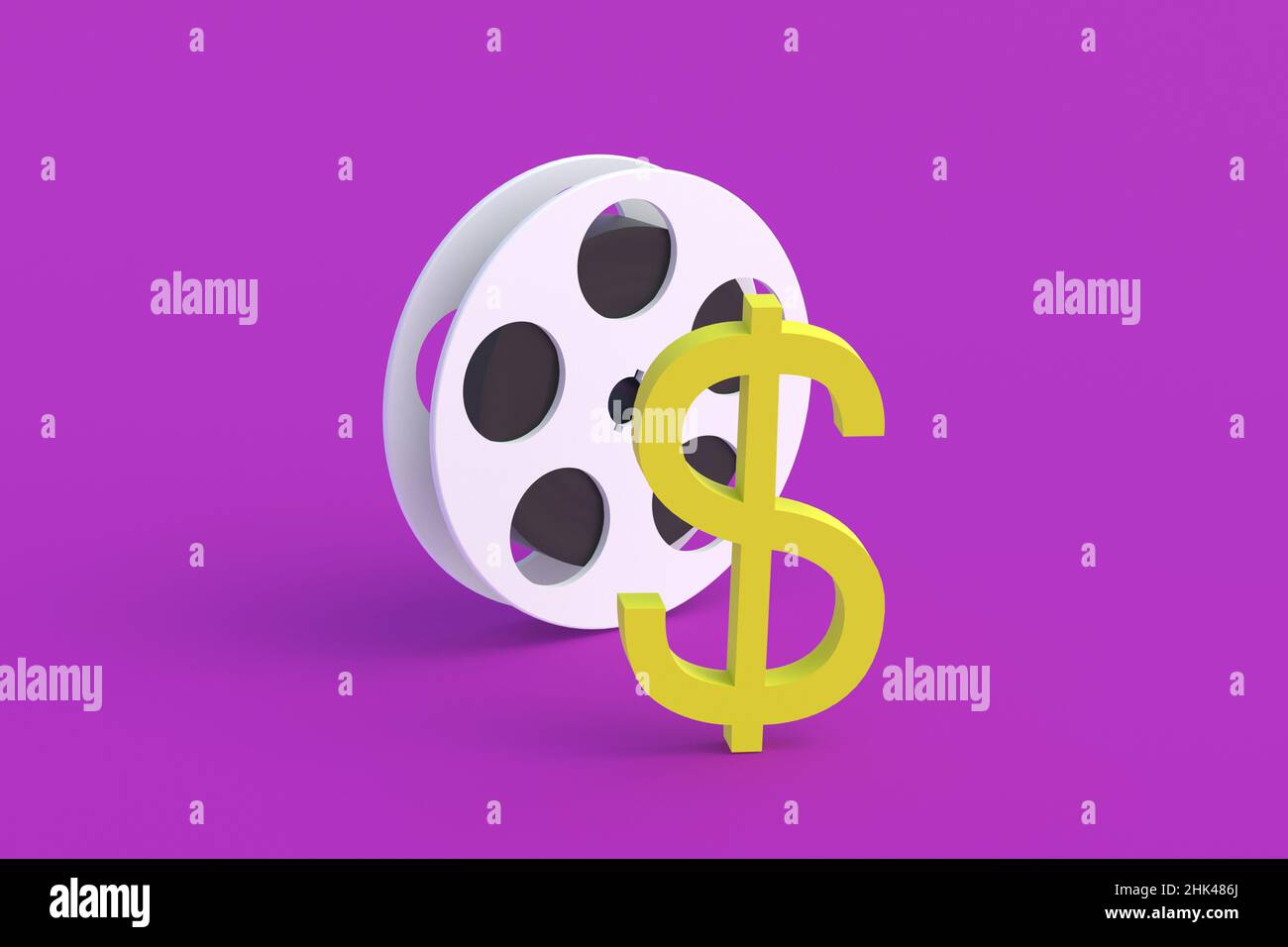 Symbol of dollar near film reel. Investing in the film industry. Income, box  office receipts from the sale, rental of films. Royalty from sale of the  Stock Photo - Alamy