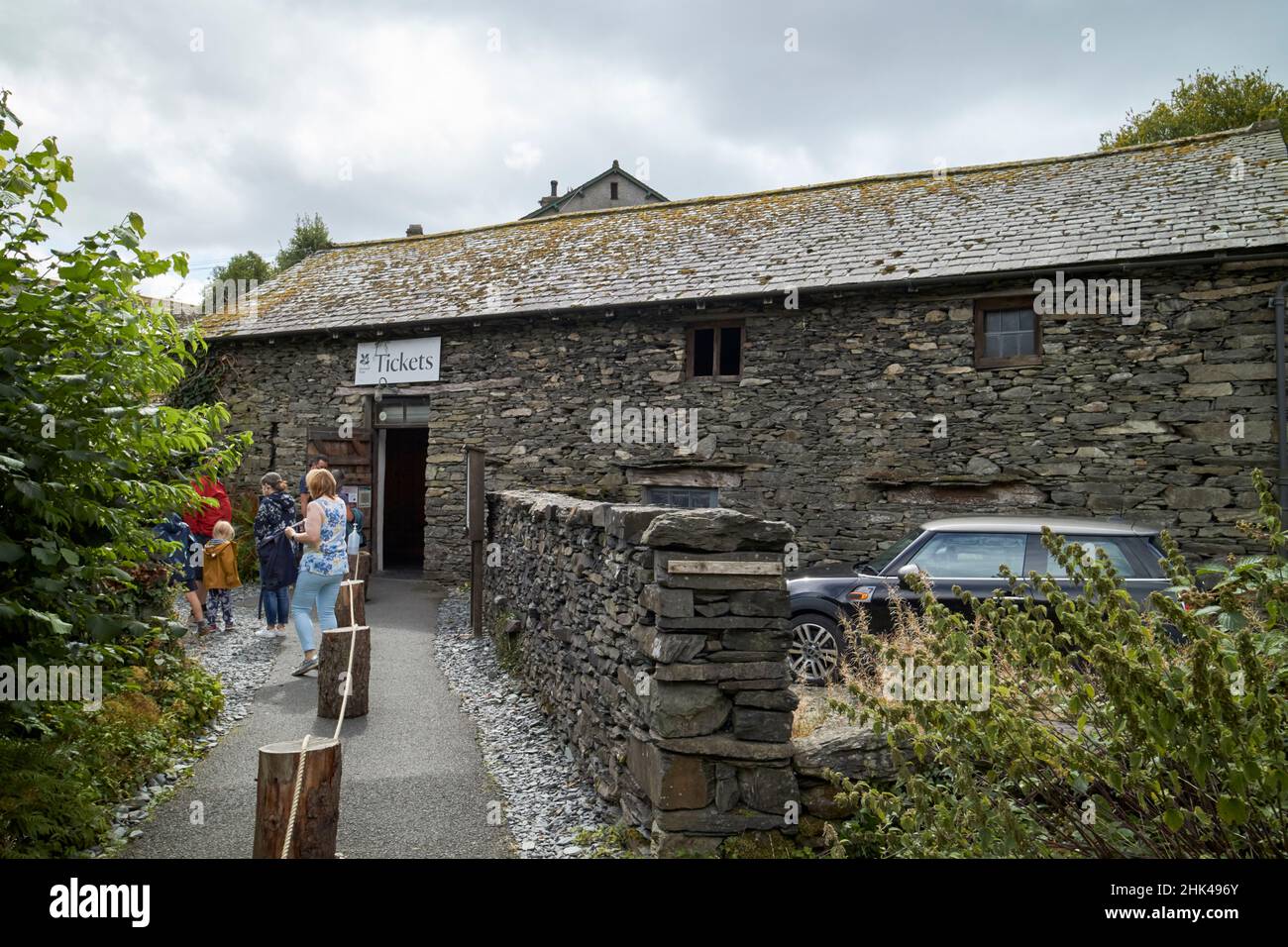 entrance to national trust hill top beatrix potter house near sawrey lake district, cumbria, england, uk Stock Photo