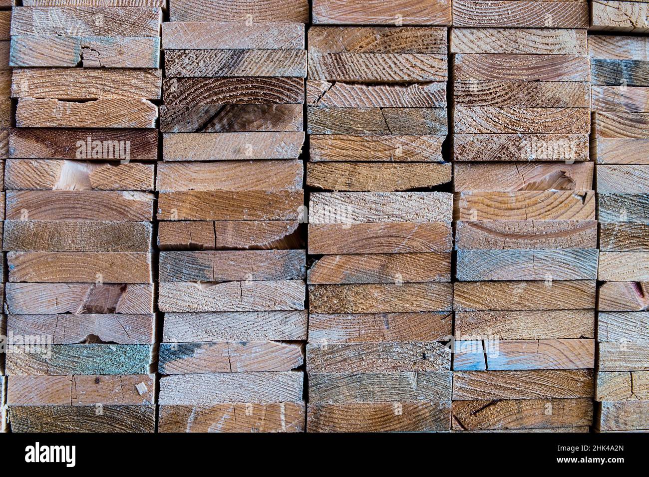 Close-up a group of industry wood processing material in warehouse for use on construction and make a furniture for decor Stock Photo