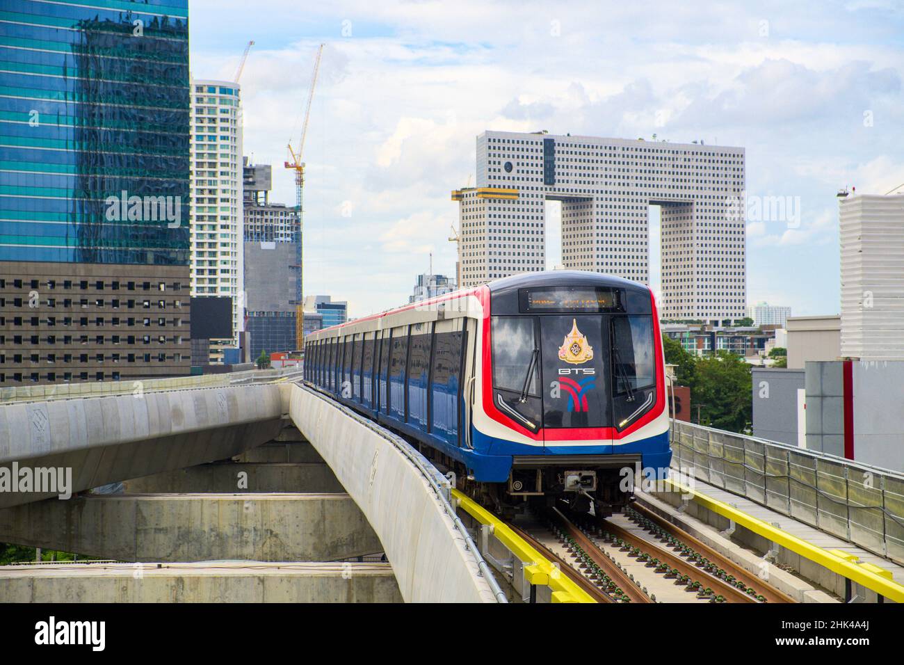 Bangkok Thailand Aug 9 2019 Bts Sky Train On Cityscape Background In Bangkok Thailand Aug 9 2019 Bts Sky Train On Cityscape Background In