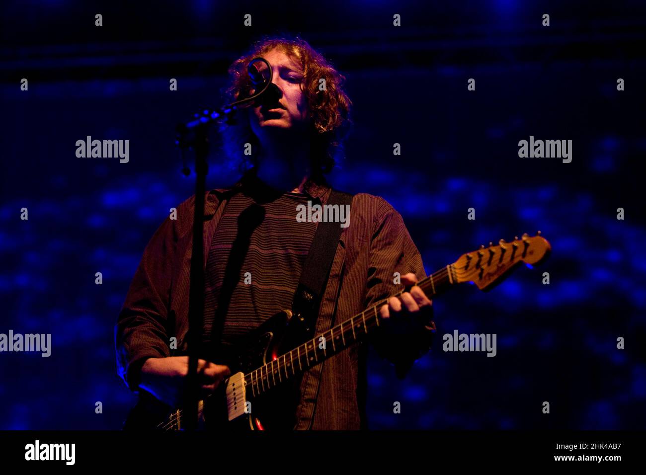 Kevin Shields of My Bloody Valentine at the Electric Arena tent, Electric Picnic 2008, Stradbally, Laois, Ireland. The avant garde indie outfit dropped from view in the early 90s, My Bloody Valentine in 2008 for series of rare appearances - the first in 13th years. . Stock Photo