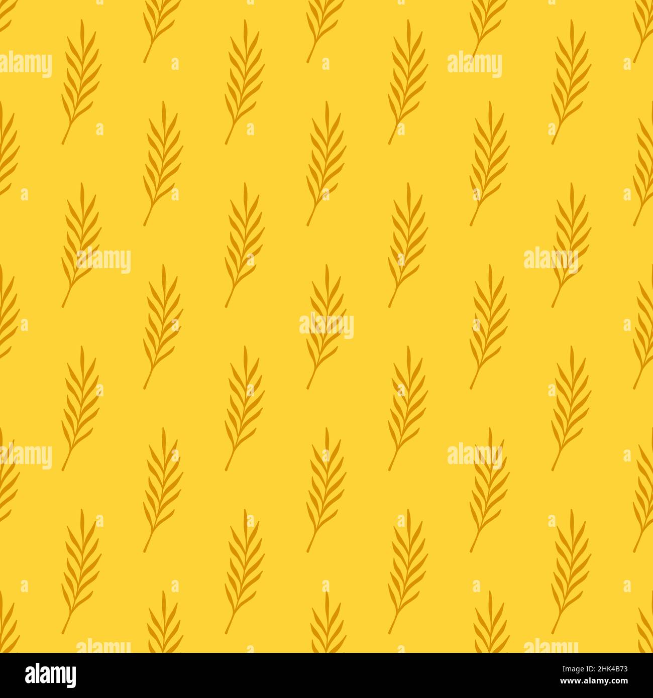 Botanic seamless pattern with doodle orange leaves branches shapes ...