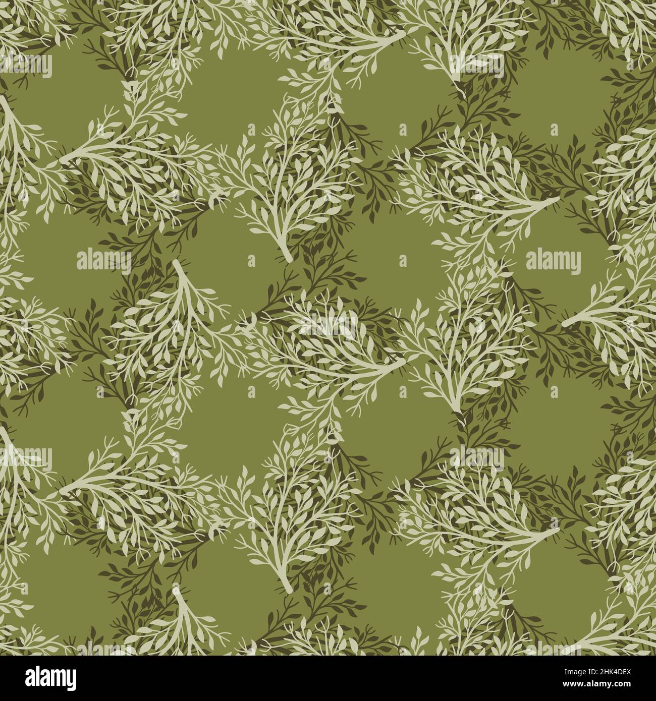 Decorative seamless pattern with abstract bush silhouettes shapes ...