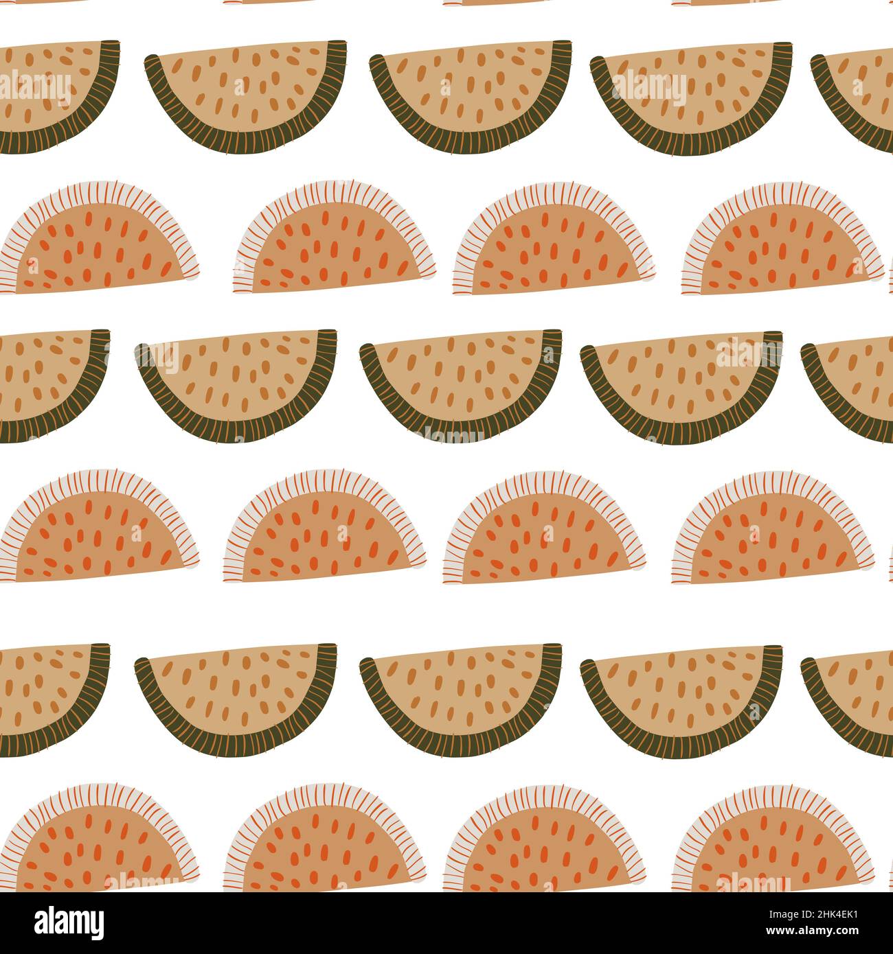 Nature seamless pattern with citrus beige and orange slices. Isolated backdrop. Healthy organic ornament. Flat vector print for textile, fabric, giftw Stock Vector
