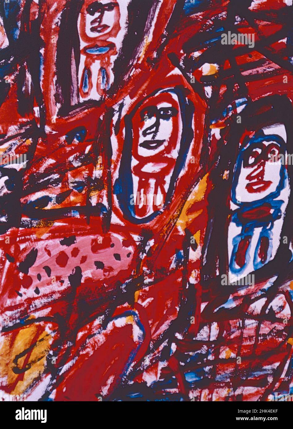 Site avec 3 personnages, Artwork by French artist Jean Dubuffet, 1981 Stock Photo