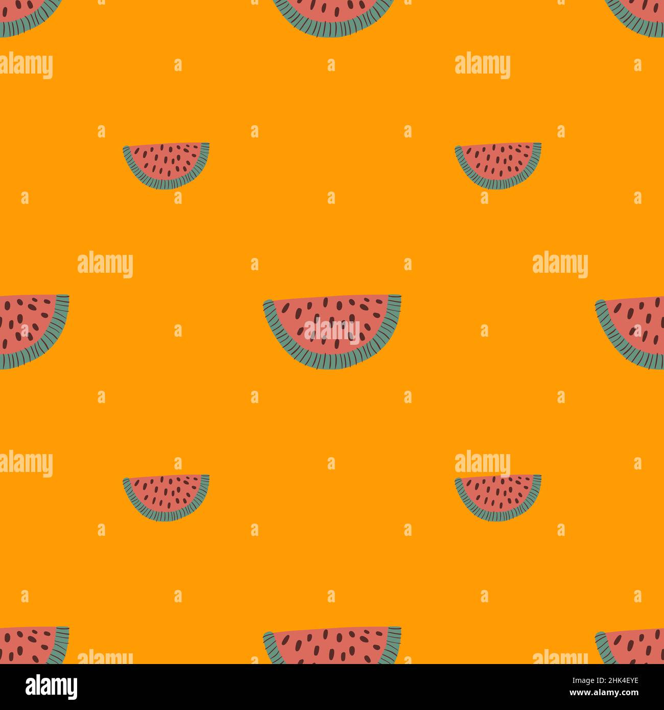 Minimalistic seamless pattern with doodle pink watermelon slice ...