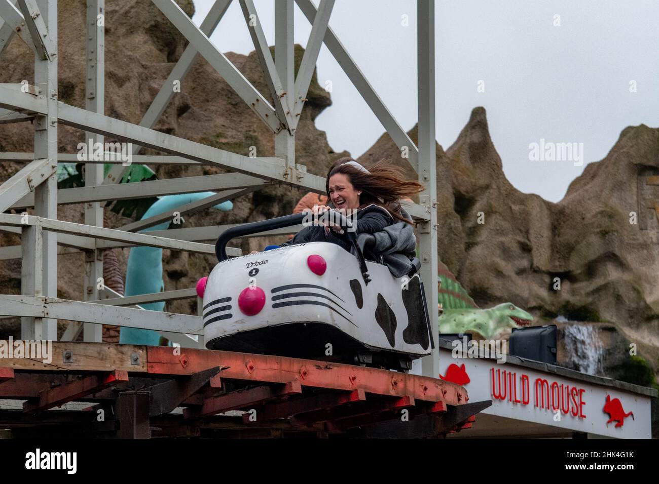 Legacy DSLR Images of Pleasure BEach Blackpool , Including the Old Wild Mouse Ride ,Amanda Thompson, Pre Icon , Ghost Train, Big One, Infusion Ice Stock Photo
