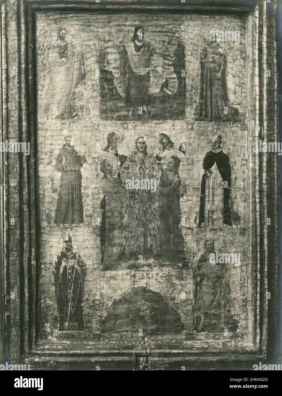 Saint John, St. Mary Magdalene, and Other Saints, Italian painting of the XIV Century, Perugia, Italy 1930s Stock Photo