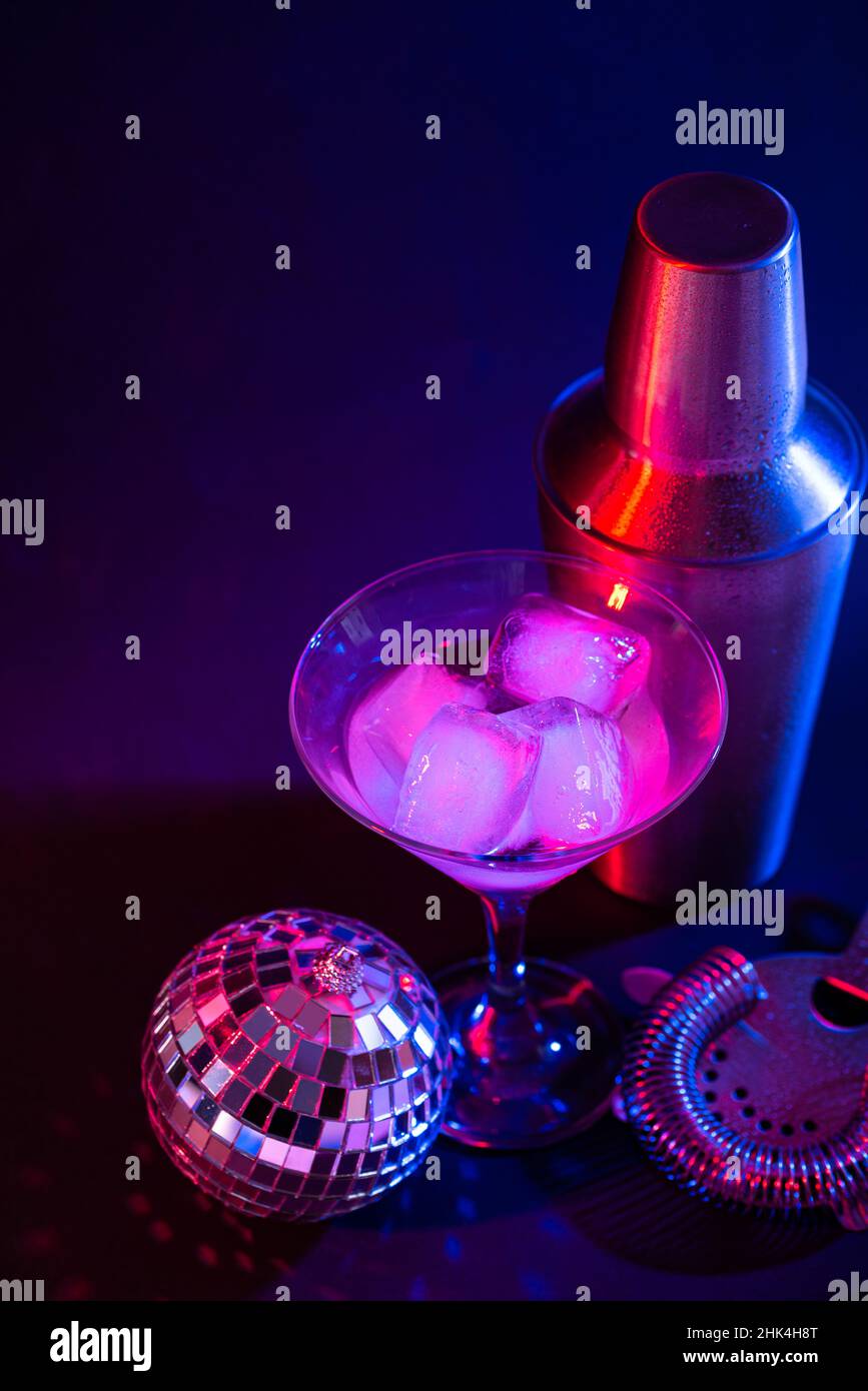 Bar tools in trendy neon light Stock Photo