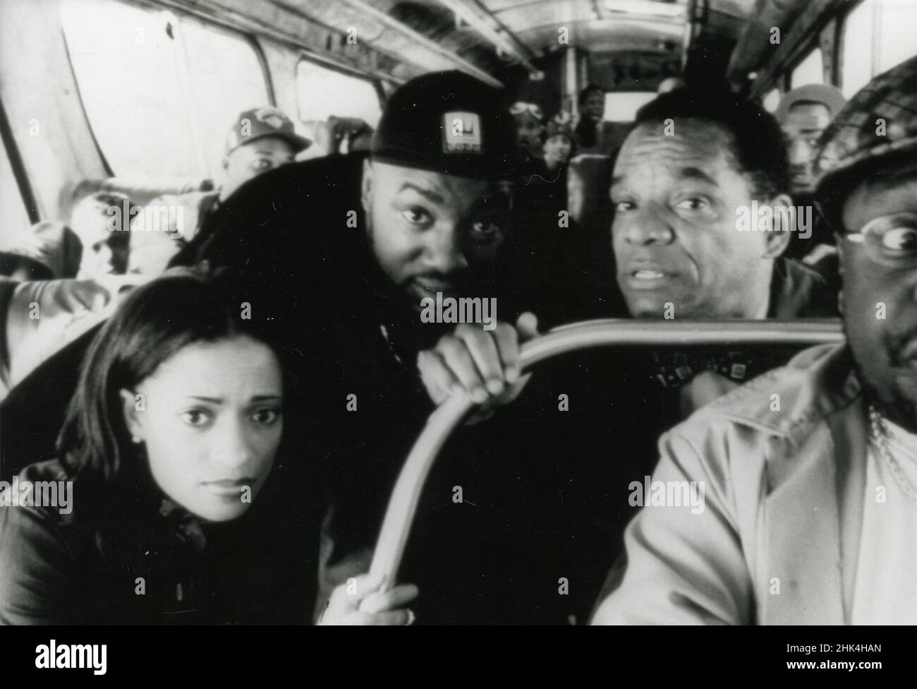 Actors Melissa de Sousa, Malik Yoba, Cedric the Entertainer, and John Witherspoon in the movie Ride, USA 1998 Stock Photo