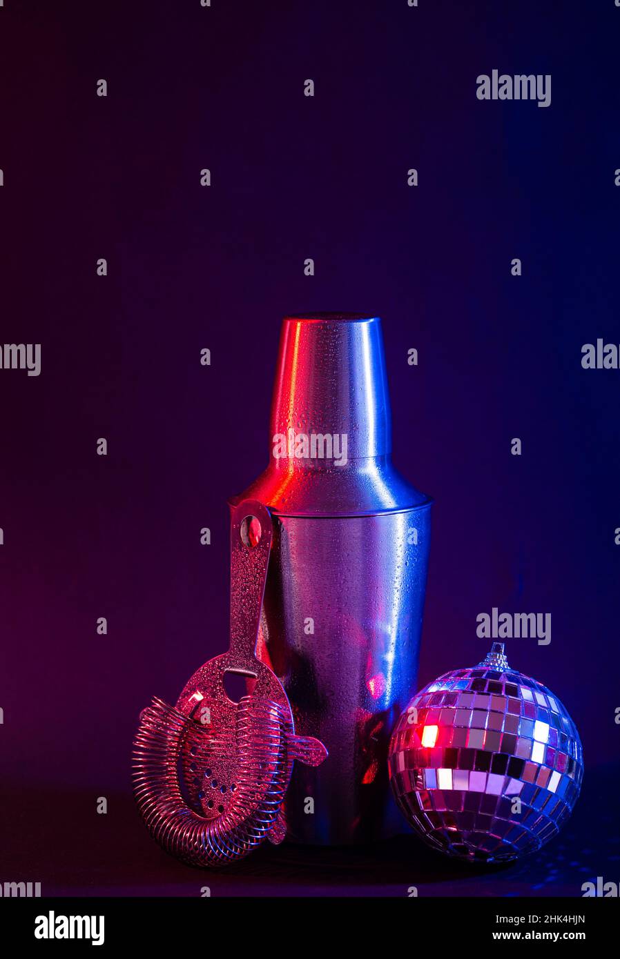 Bar tools in trendy neon light Stock Photo